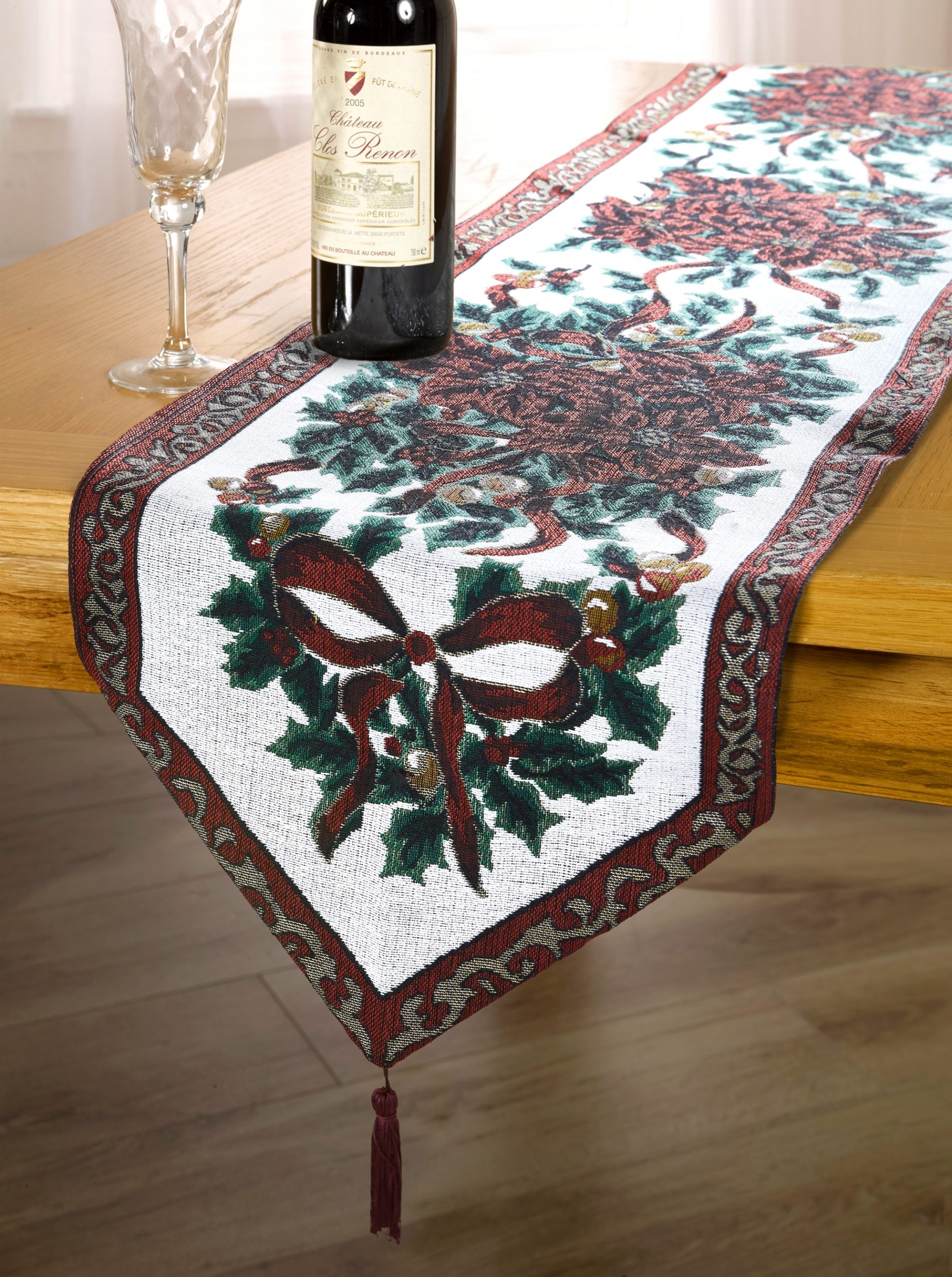 Christmas Tapestry Table Runner Poinsettia | 33x182cm | Kumperi
