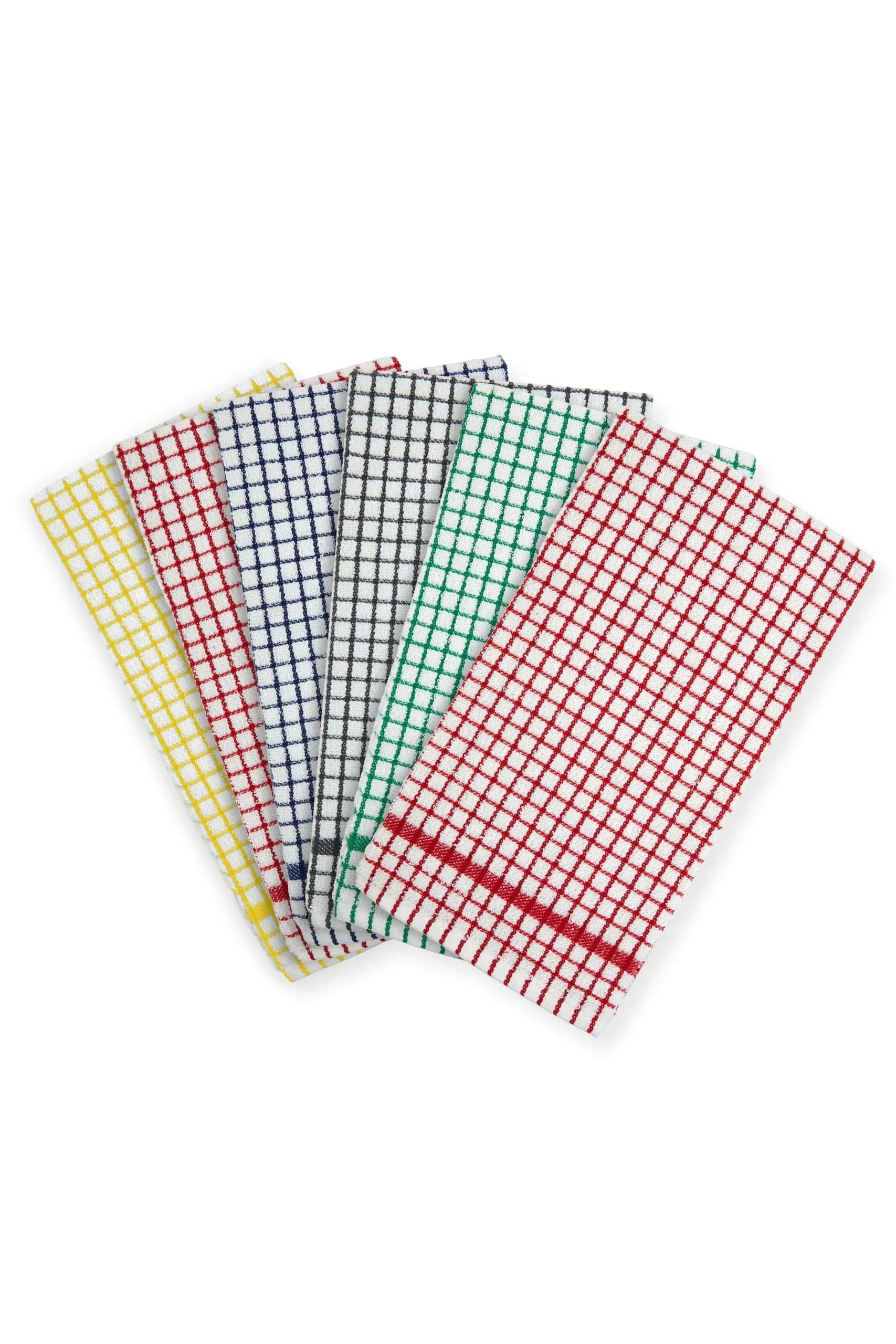 Cristo Terry Towelling Tea Towel Extra Large 6 Pack Assorted