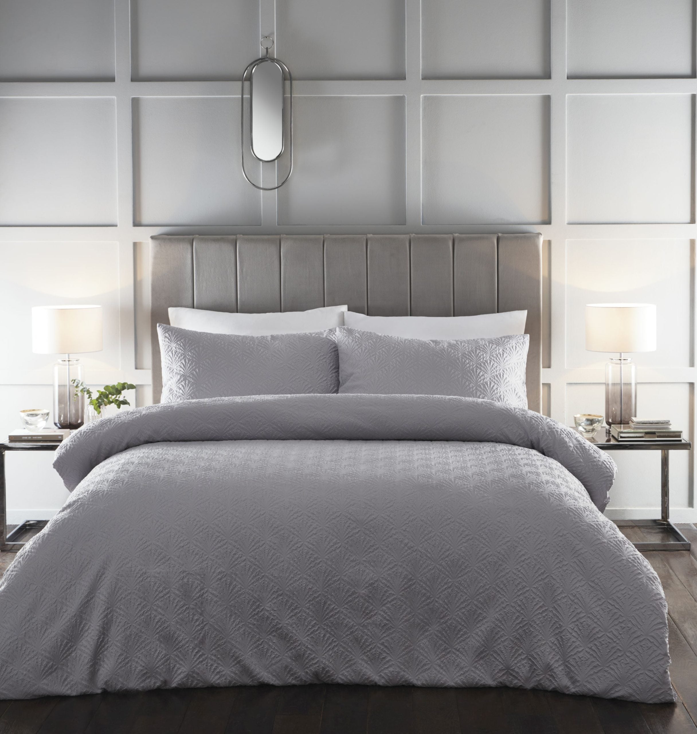 Sorrento King Duvet Cover Set | Grey | Embossed Geometric | Kumperi