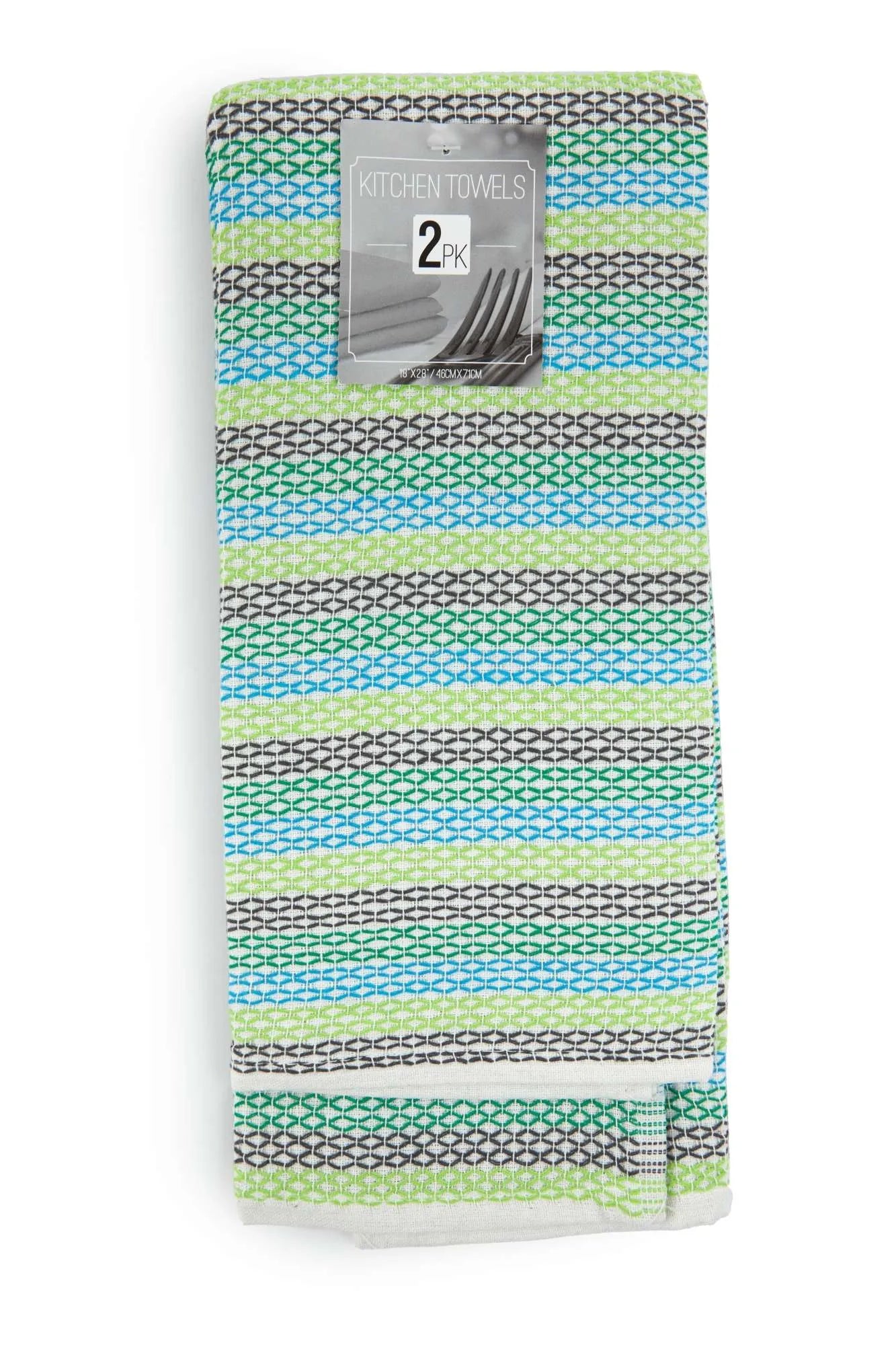 Stripe Woven Kitchen Towels 2 Pack Blue
