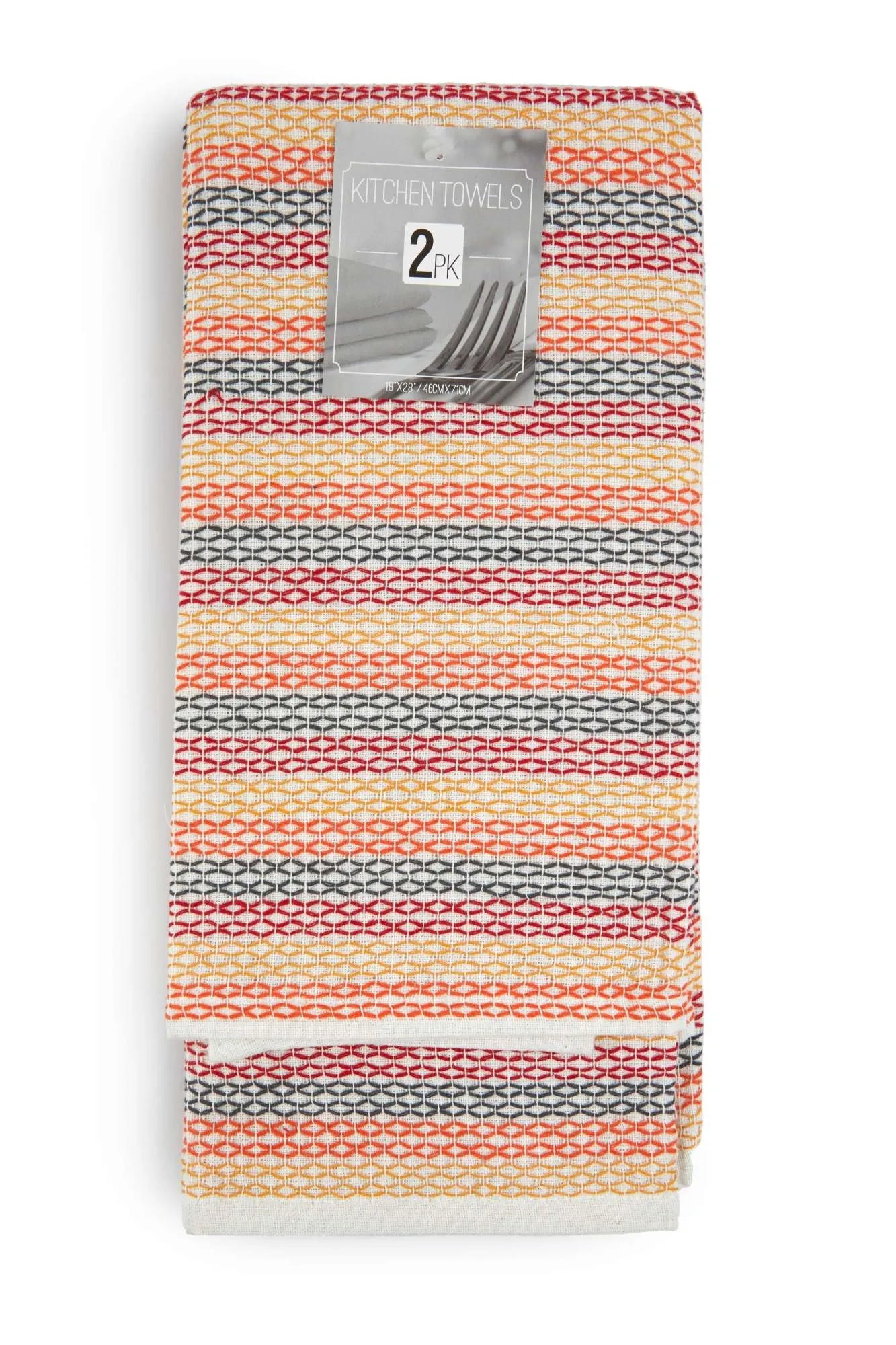 Stripe Woven Kitchen Towels 2 Pack Terracotta