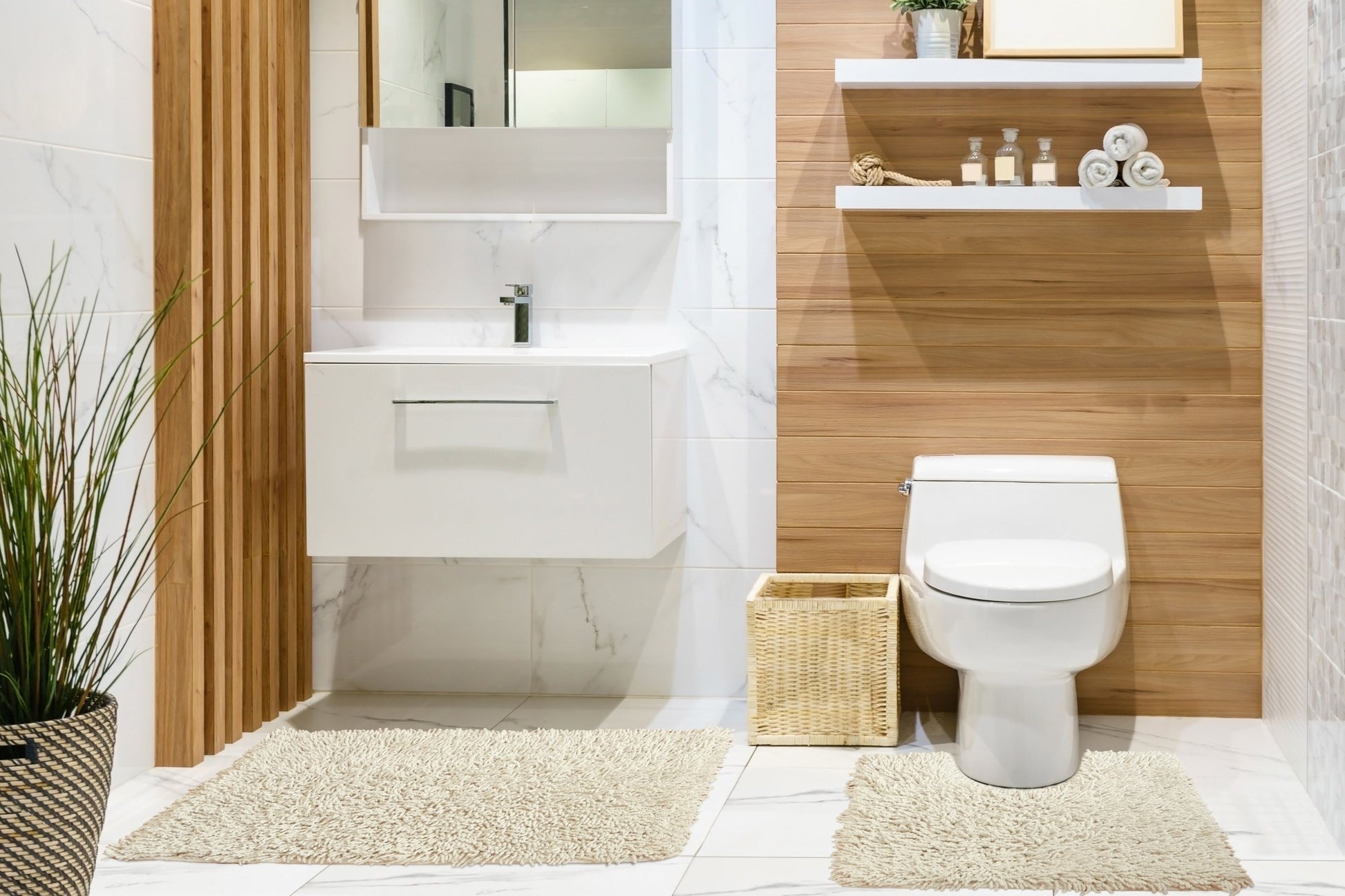 Cotton Loop Twist Bath Mat and Pedestal Set Cream | Kumperi | 2 Piece | 100% Cotton 