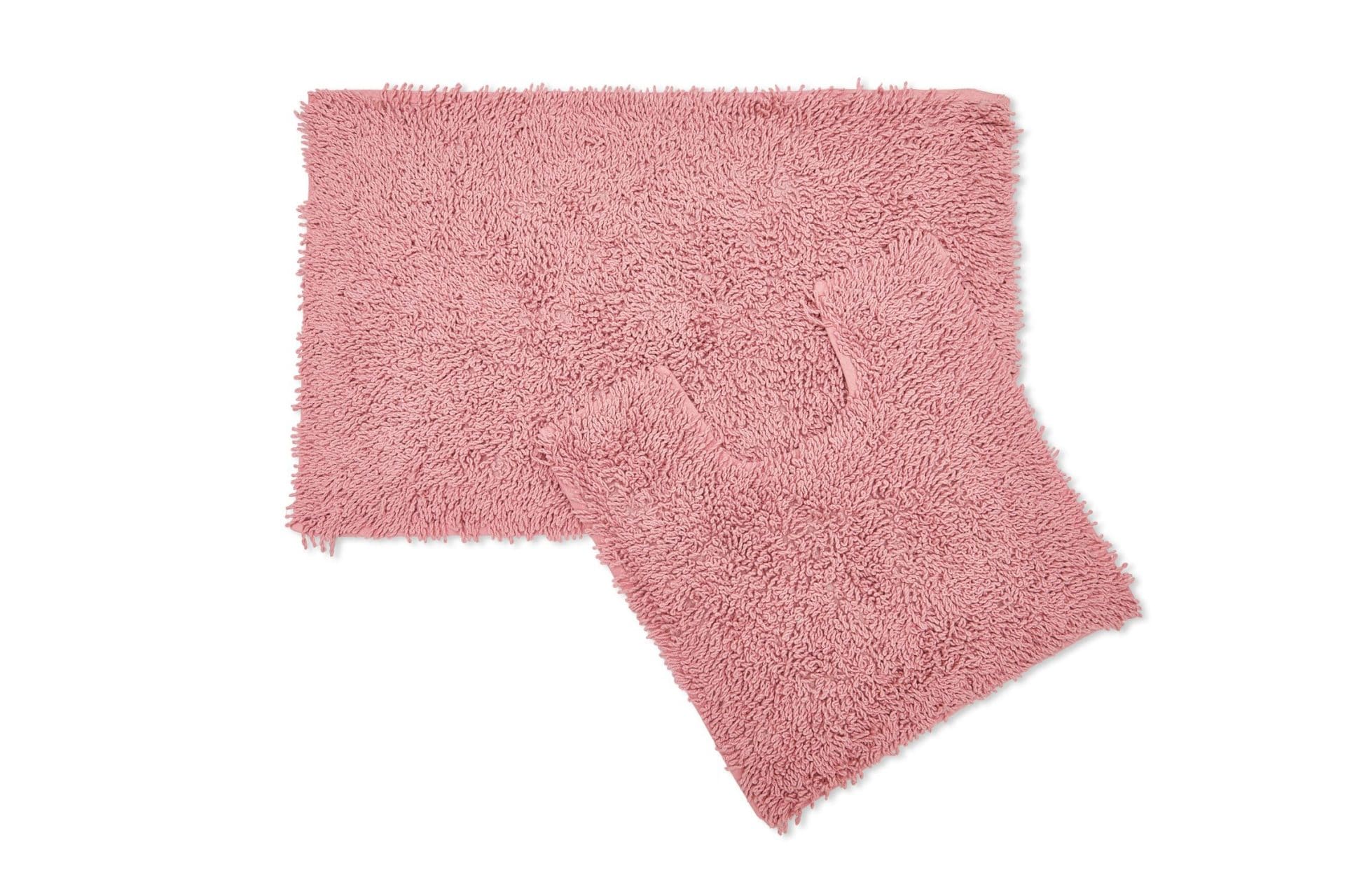 Cotton Loop Twist Bath Mat and Pedestal Set Dusky Pink | Kumperi | 2 Piece | 100% Cotton 