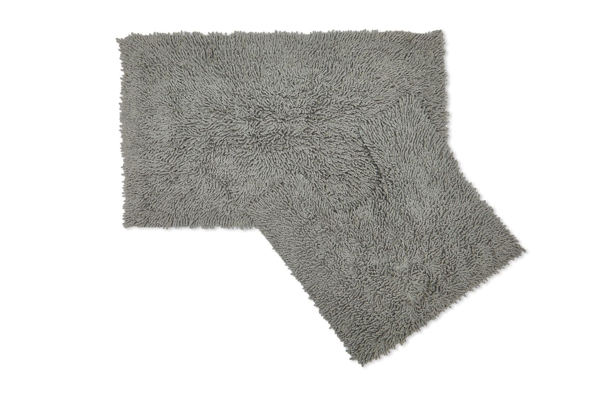 Cotton Loop Twist Bath Mat and Pedestal Set Silver | Kumperi | 2 Piece | 100% Cotton 