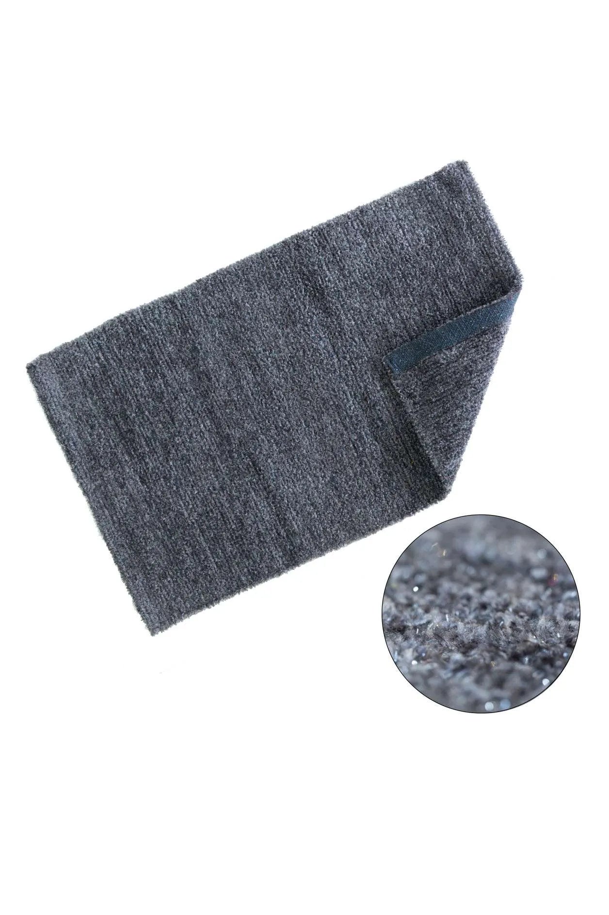 Twinkle Super Soft Bath Mat Charcoal | Kumperi | 50x80cm | Metallic Shaggy Pile 