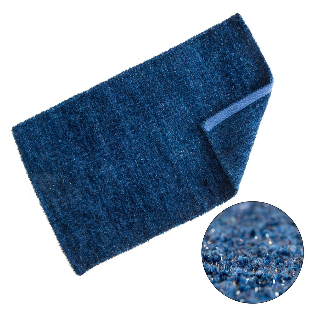 Twinkle Super Soft Bath Mat Navy | Kumperi | 50x80cm | Metallic Shaggy Pile 