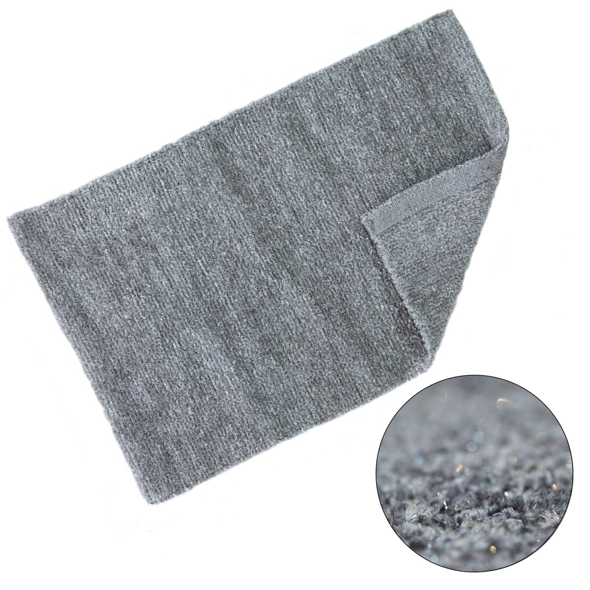 Twinkle Super Soft Bath Mat Silver | Kumperi | 50x80cm | Metallic Shaggy Pile 