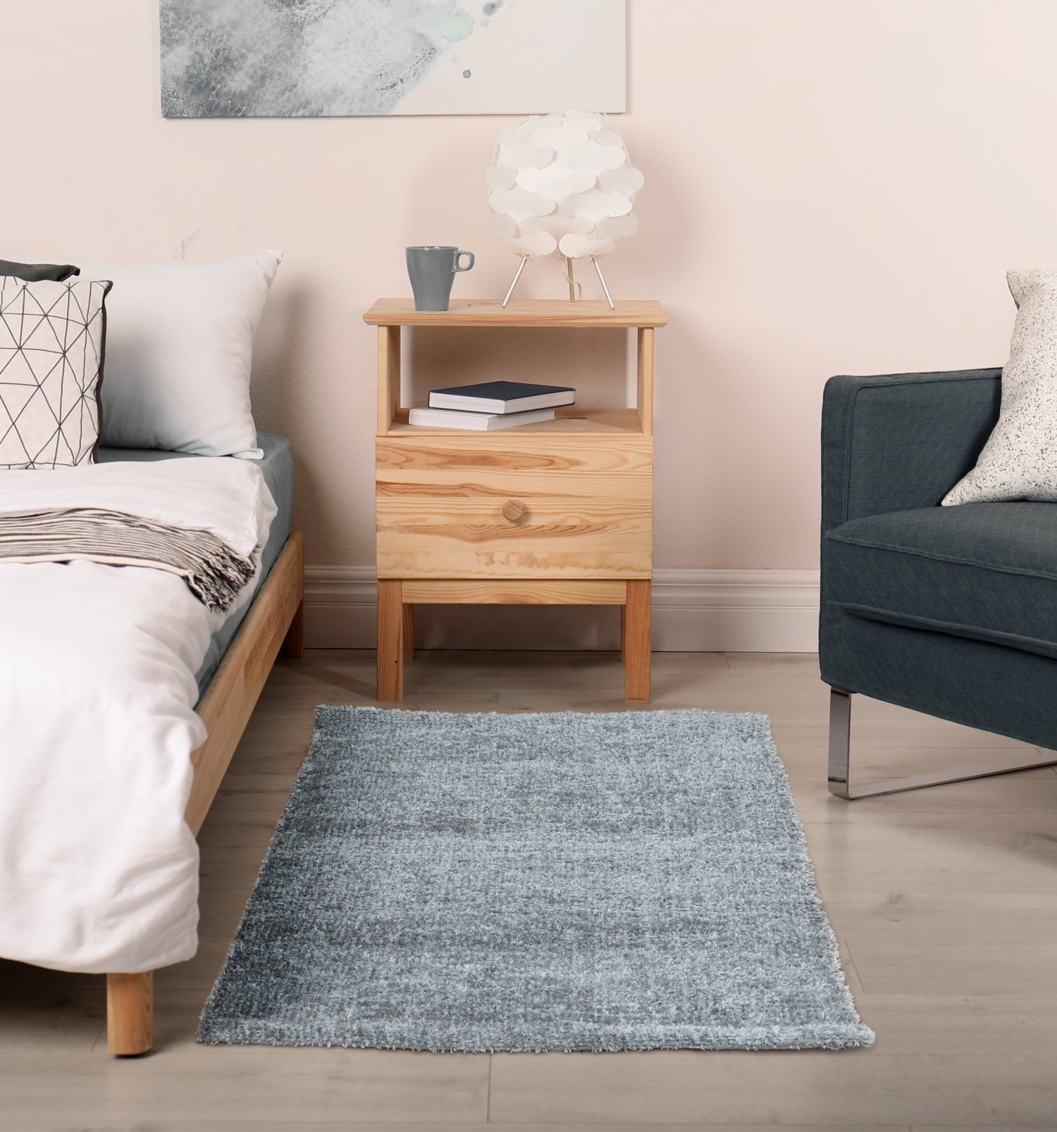 Twinkle Super Soft Bath Mat Silver | Kumperi | 50x80cm | Metallic Shaggy Pile 