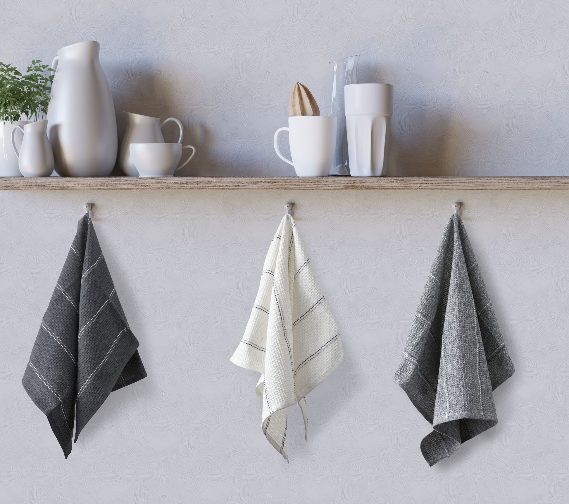 Utopia Waffle Kitchen Tea Towels | 3 Pack | 45x65cm | 100% Cotton | Kumperi