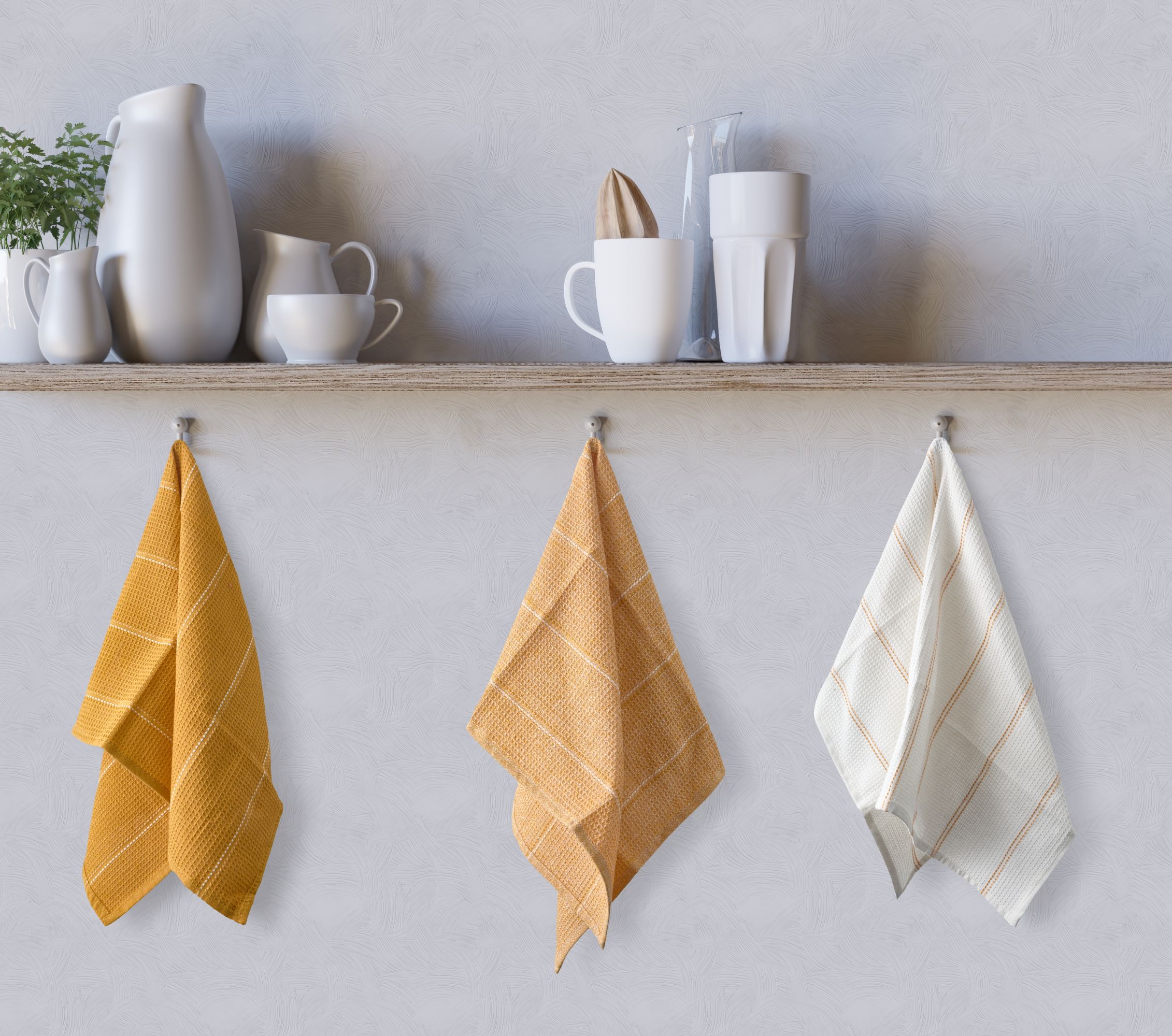 Utopia Waffle Kitchen Tea Towels | 3 Pack | 45x65cm | 100% Cotton | Kumperi