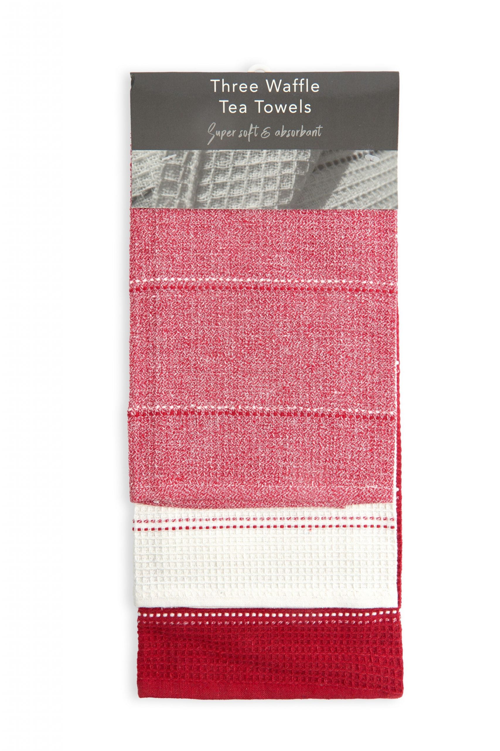 Utopia Waffle Kitchen Tea Towels | 3 Pack | 45x65cm | 100% Cotton | Kumperi