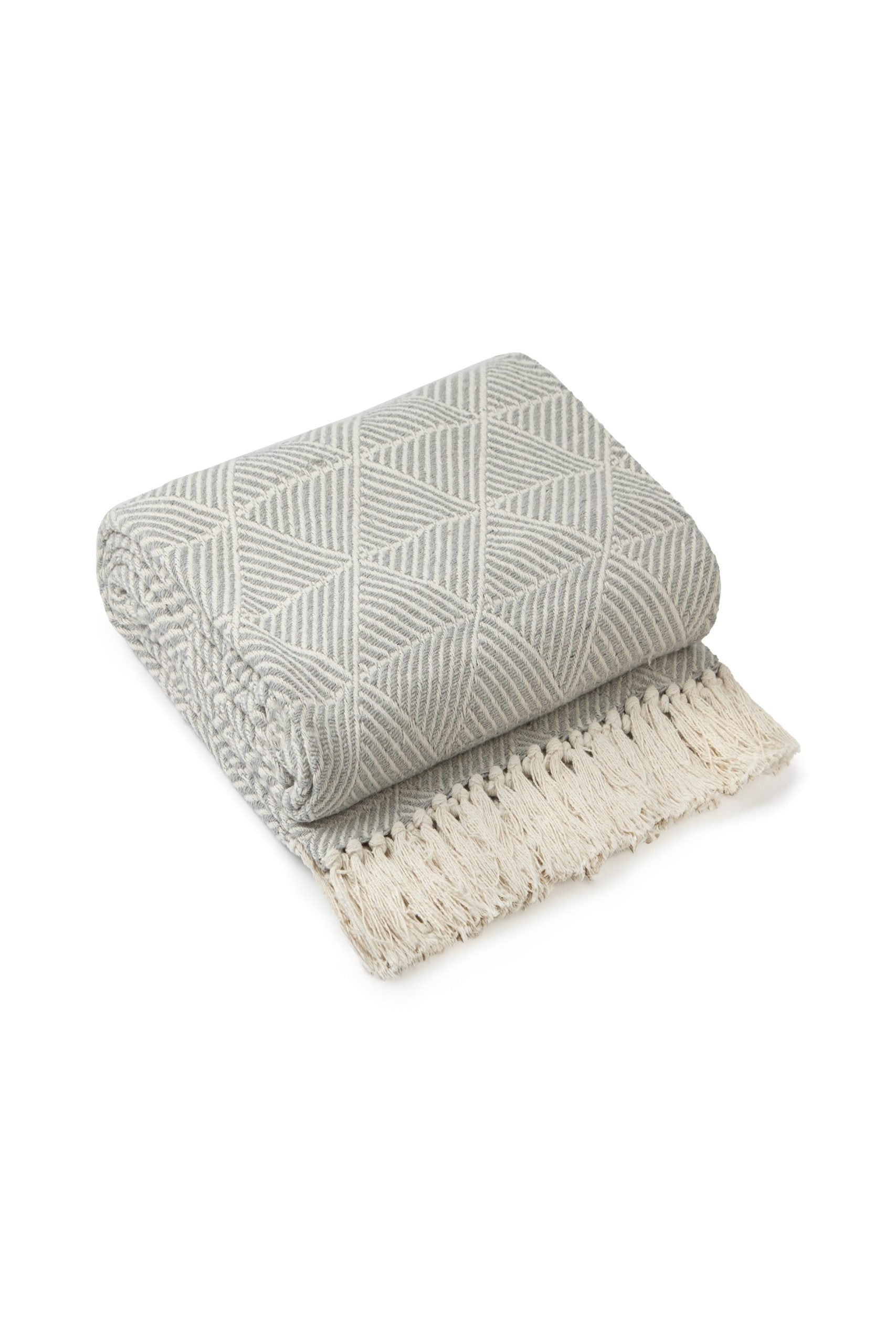 Zahra Herringbone Throw | Silver | 228x254cm | Recycled Cotton | Kumperi
