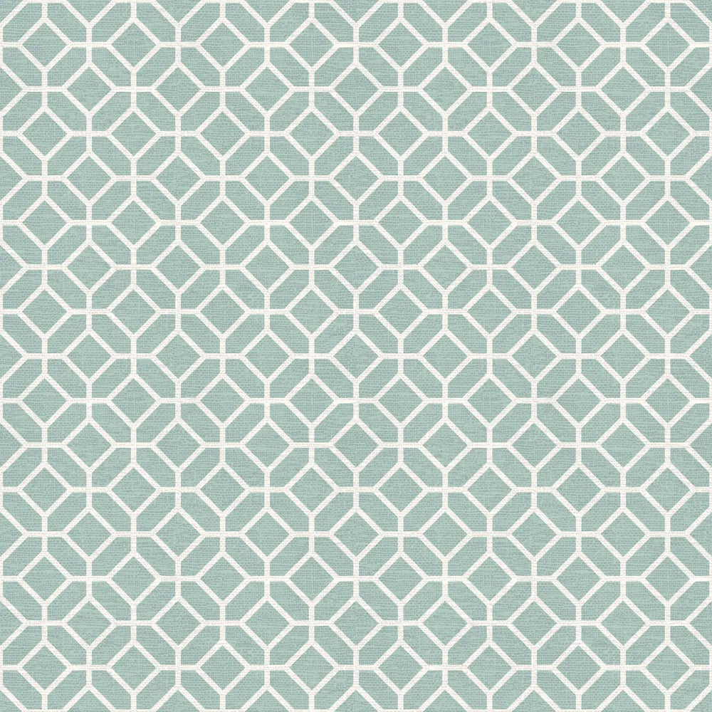Flat close-up view of the reverse side showing a soft sage green geometric hexagon and diamond pattern on a pale mint ground – Kumperi