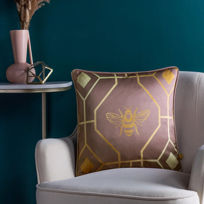 Blush Bee Deco Geometric Cushion
