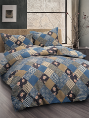 Patchwork Floral King Duvet Cover Set | Blue Multi | Egyptian Cotton Touch | Kumperi