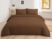 Checker Board King Duvet Cover Set | Brown Chocolate | Egyptian Cotton Touch | Kumperi