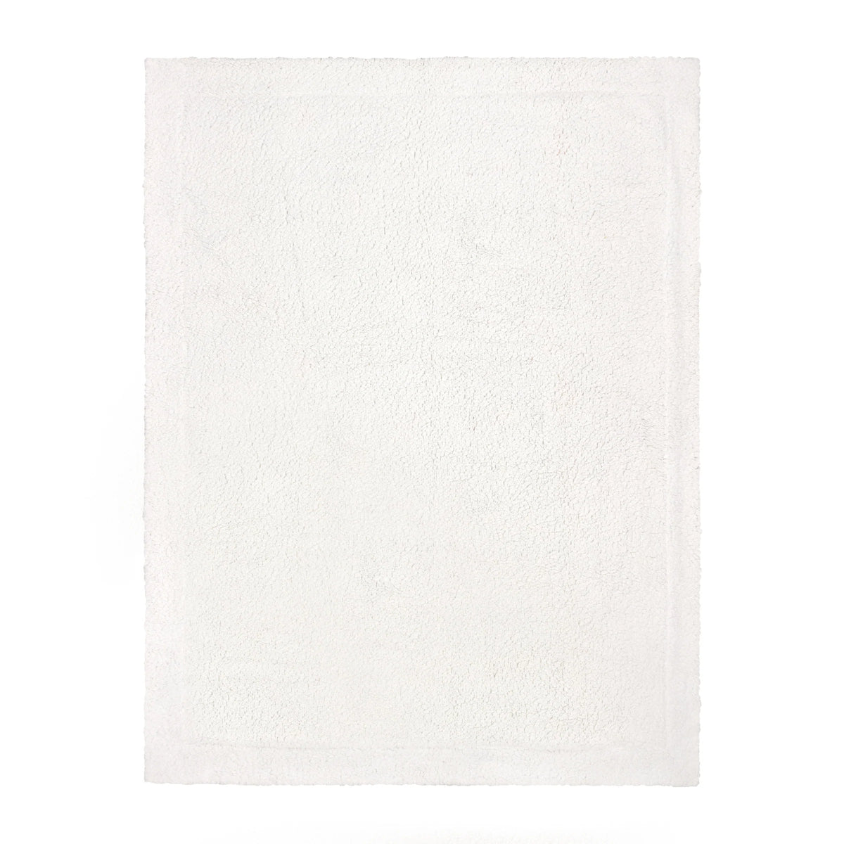 Plain cream sherpa fleece reverse side of the throw shown flat with a textured looped pile finish – Kumperi
