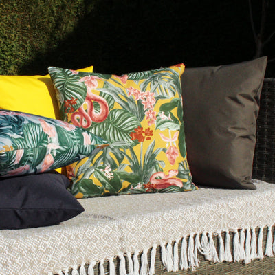 Mustard Tropical Snake Print Outdoor Cushion
