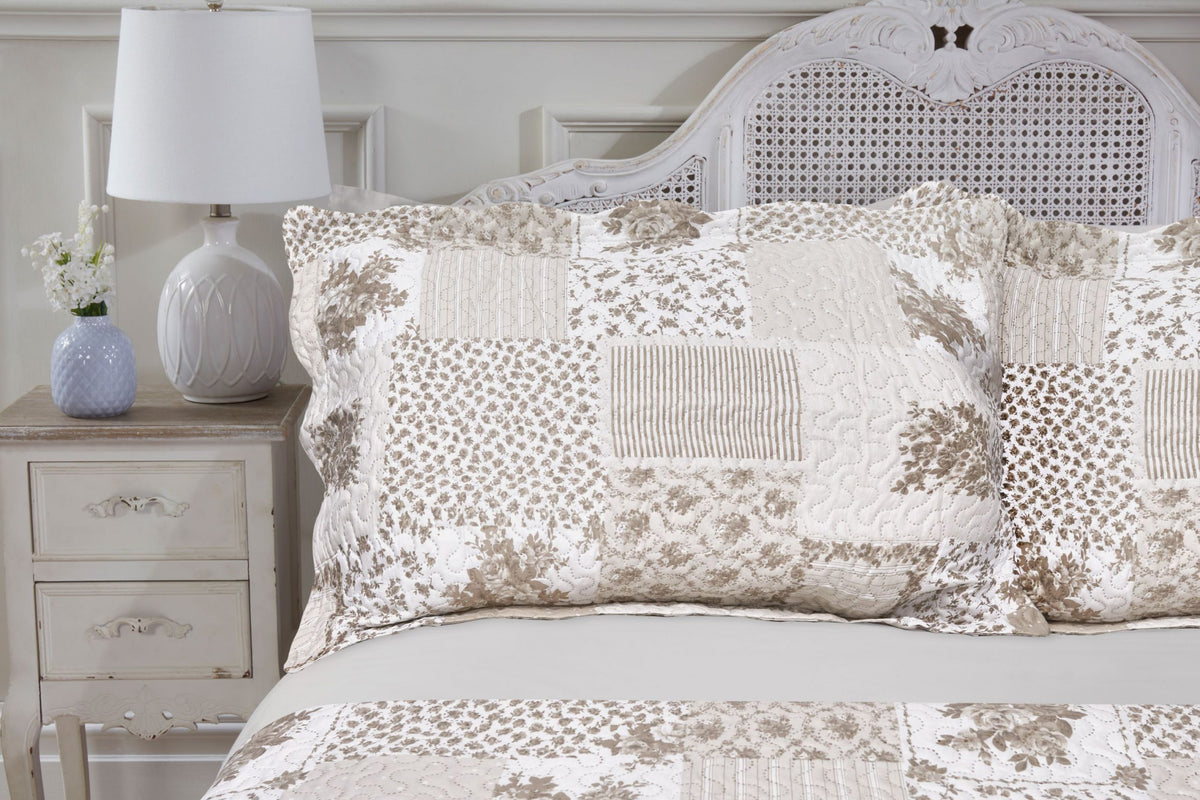 Natural luxury quilted bedspread set by The Hathaway Collection Emma Barclay
