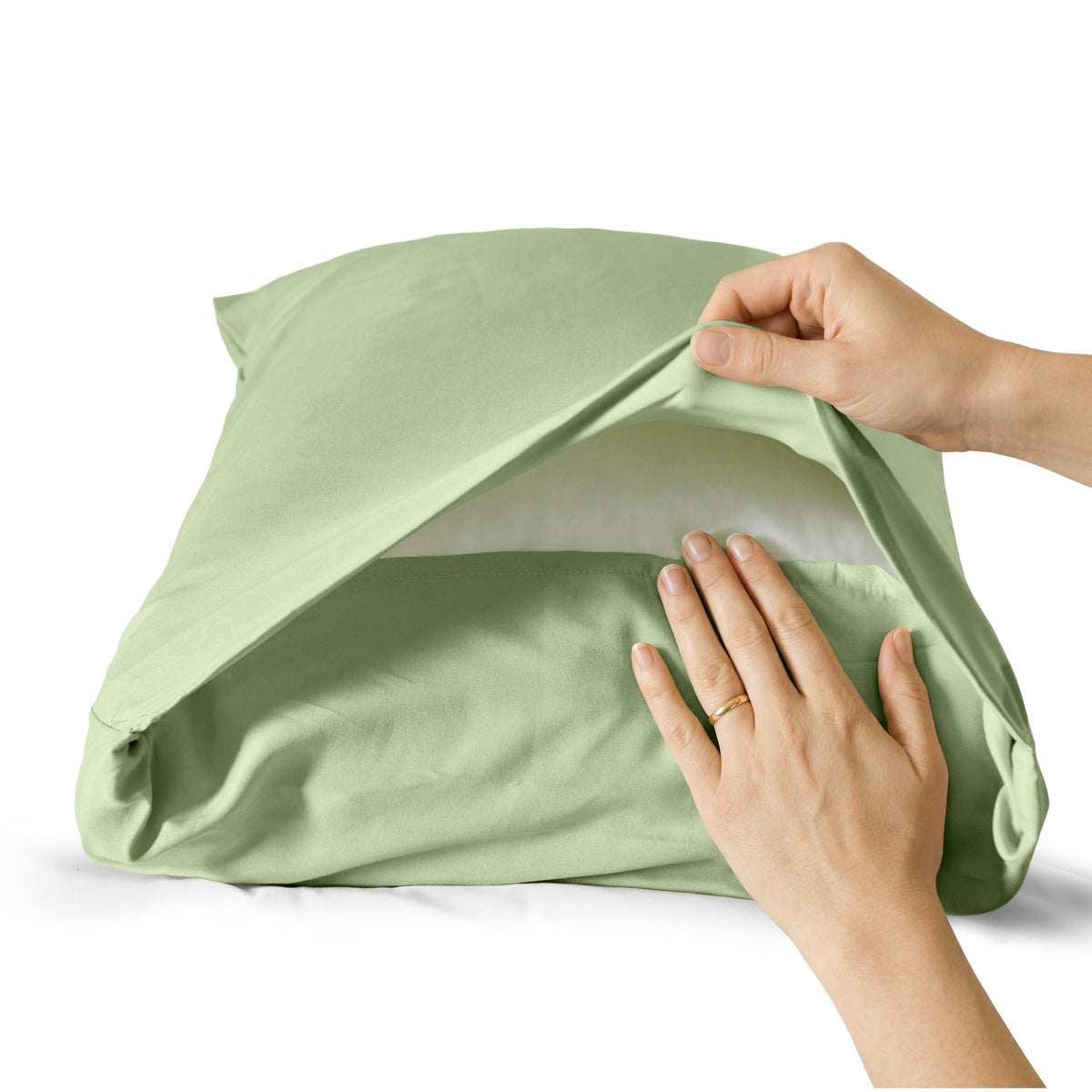Detail shot of soft touch pillowcase pair showing neat hem and edge finish