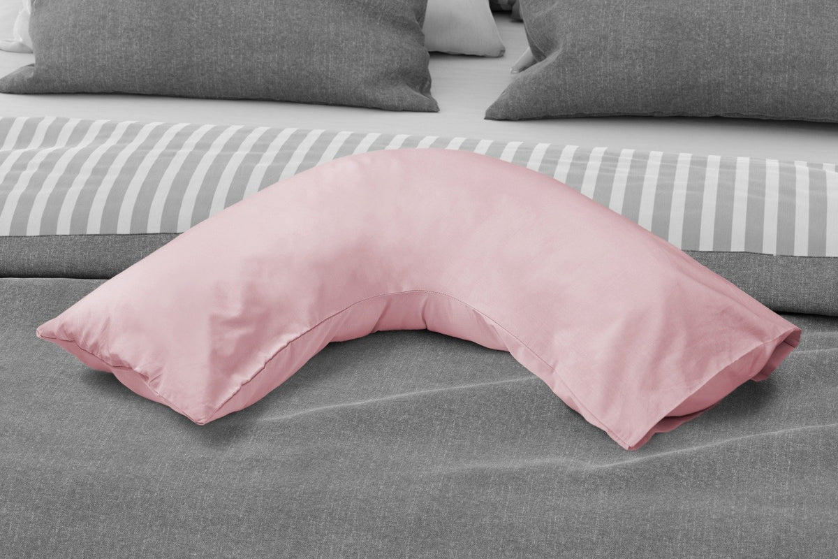 Pink 180 thread count percale V-shape pillowcase, smooth and easy to iron