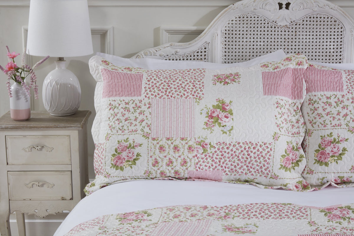 Pink luxury quilted bedspread set by The Hathaway Collection Emma Barclay