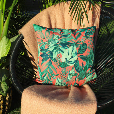 Coral Psychedelic Jungle Outdoor Cushion