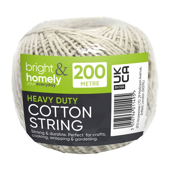 Bright & Homely Heavy Duty Cotton String 200m Ball - Premium Natural Cotton Twine for Crafts - Kumperi