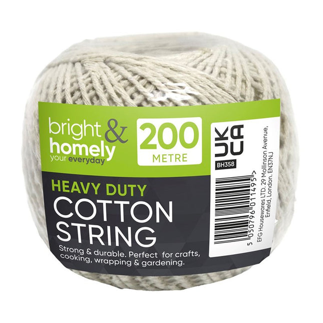Bright & Homely Heavy Duty Cotton String 200m Ball - Premium Natural Cotton Twine for Crafts - Kumperi