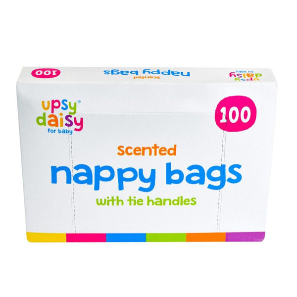 Upsy Daisy Scented Nappy Bags 100 Pack Kumperi Tie Handle Baby Diaper Disposal Bags