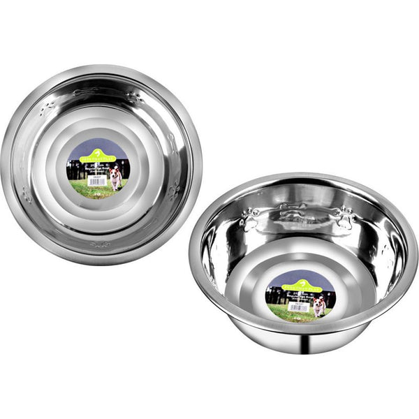 STAINLESS STEEL PET BOWL EMBOSSED 2QT
