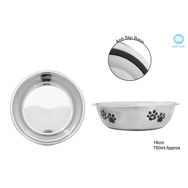 POLISHED STAINLESS STEEL PET BOWL 17.5CM