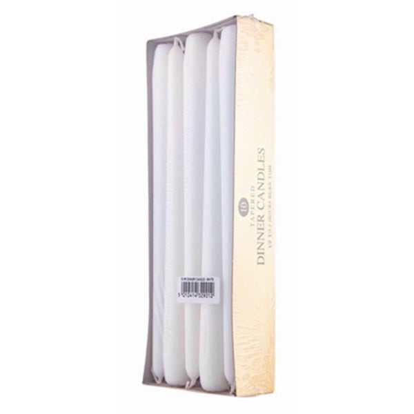 Prices Tapered Dinner Candles 10 Pack - Premium White Dinner Candles 24.5cm - Kumperi