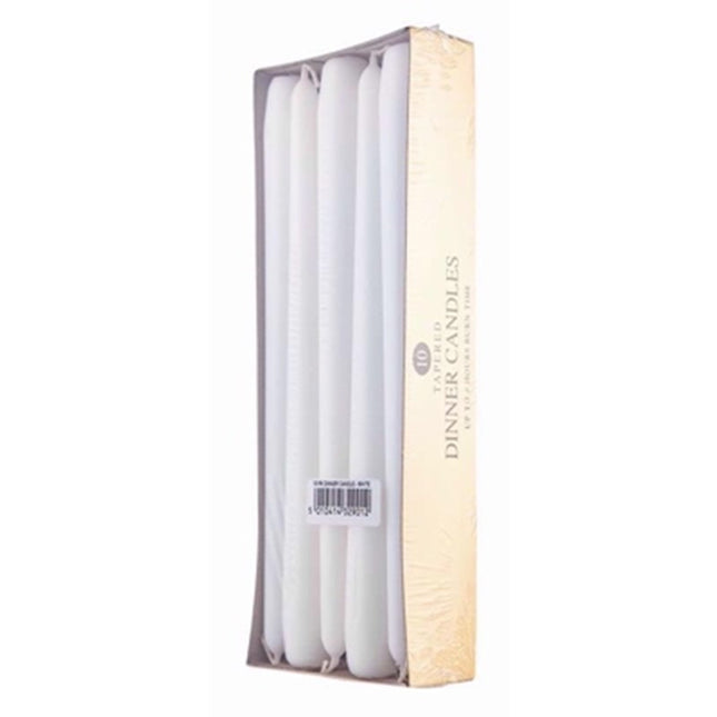 Prices Tapered Dinner Candles 10 Pack - Premium White Dinner Candles 24.5cm - Kumperi