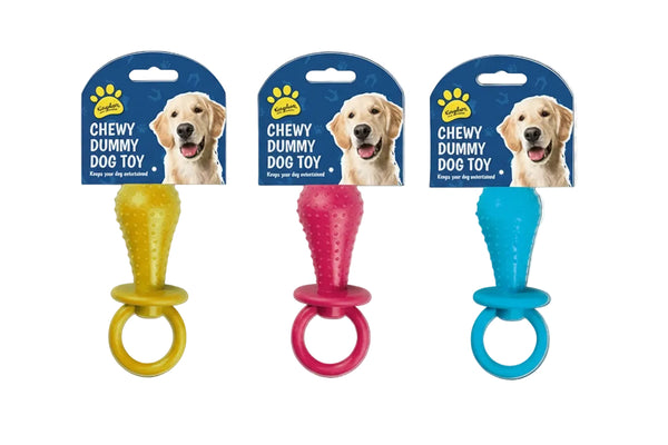 Scrubby Chewy Dummy Dog Toy Kumperi Rubber Textured Ring Handle Chew Toy Assorted Colours