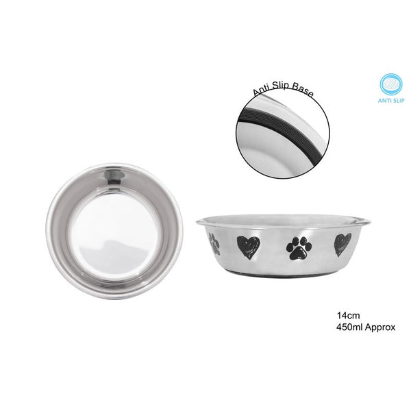 POLISHED STAINLESS STEEL PET BOWL 14CM