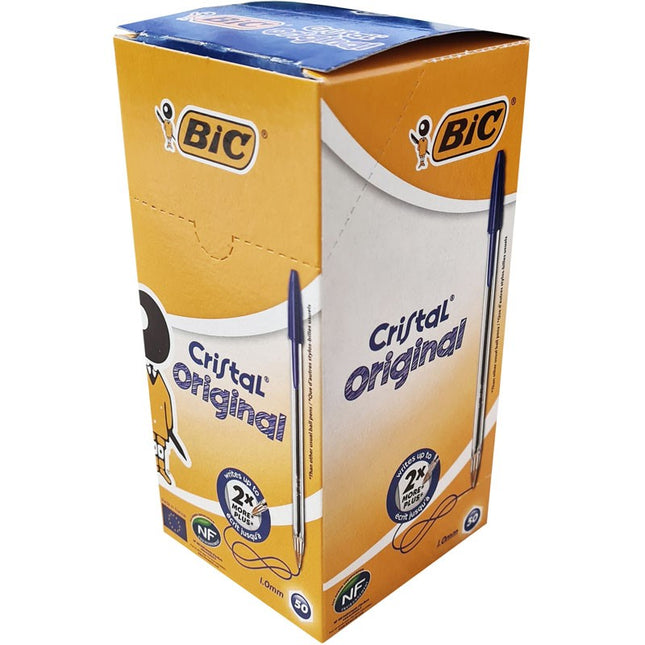 BIC Cristal Original Blue Ballpoint Pens 1.0mm Kumperi Box 50 Medium Point Office School Stationery World Best Selling Pen France Made Premium Quality Writing Instruments