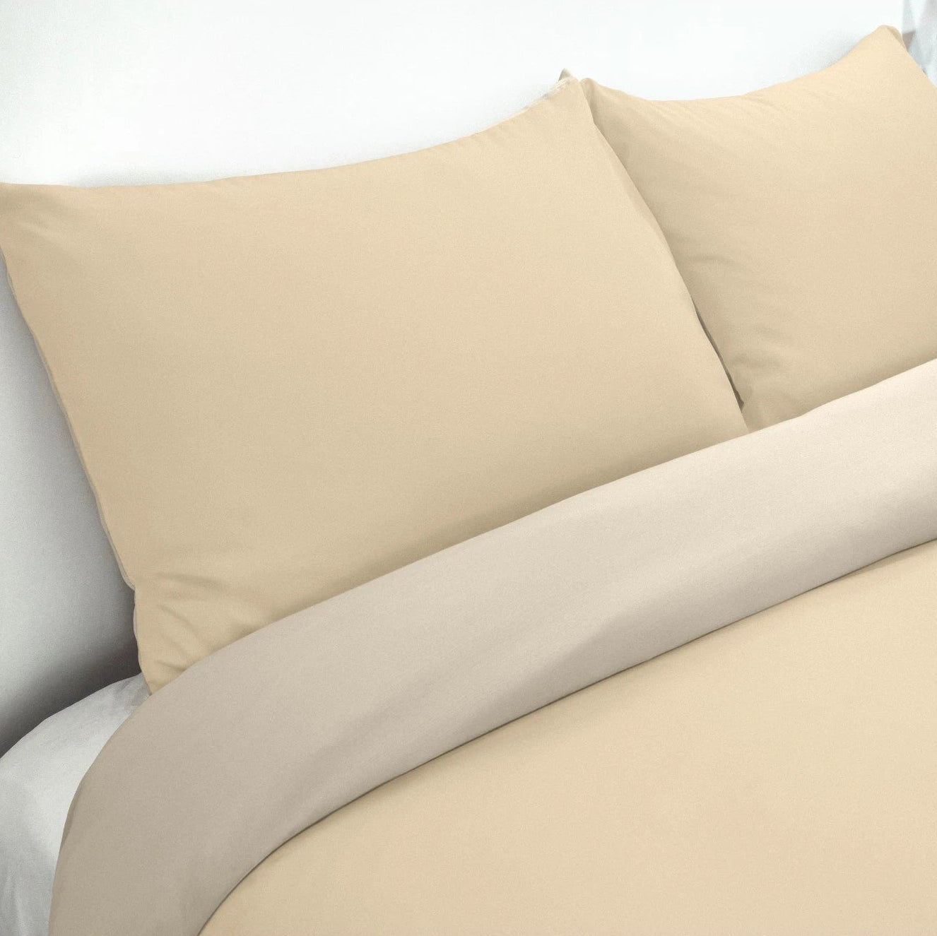 Lyla Reversible Double Duvet Cover Set | Stone Ecru | Non Iron | Kumperi