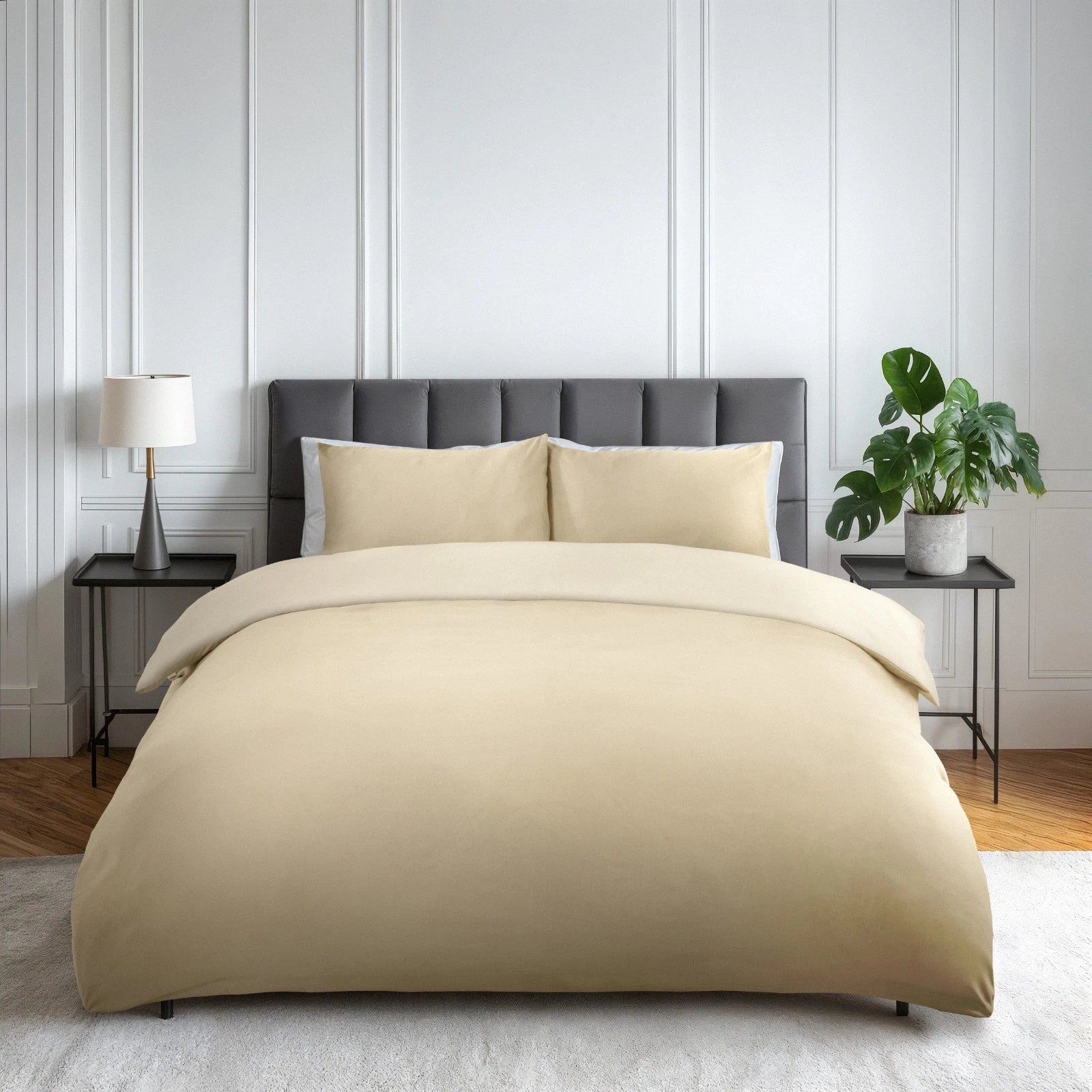 Lyla Reversible Double Duvet Cover Set | Stone Ecru | Non Iron | Kumperi