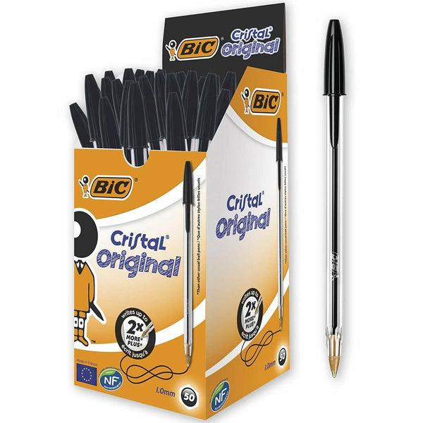 BIC Cristal Original Ballpoint Pens Black 1.0mm Kumperi Box of 50 World's Best-Selling