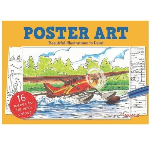 Set of 2 x  A4 Poster Art Colouring Books - Yellow and Blue - Kumperi